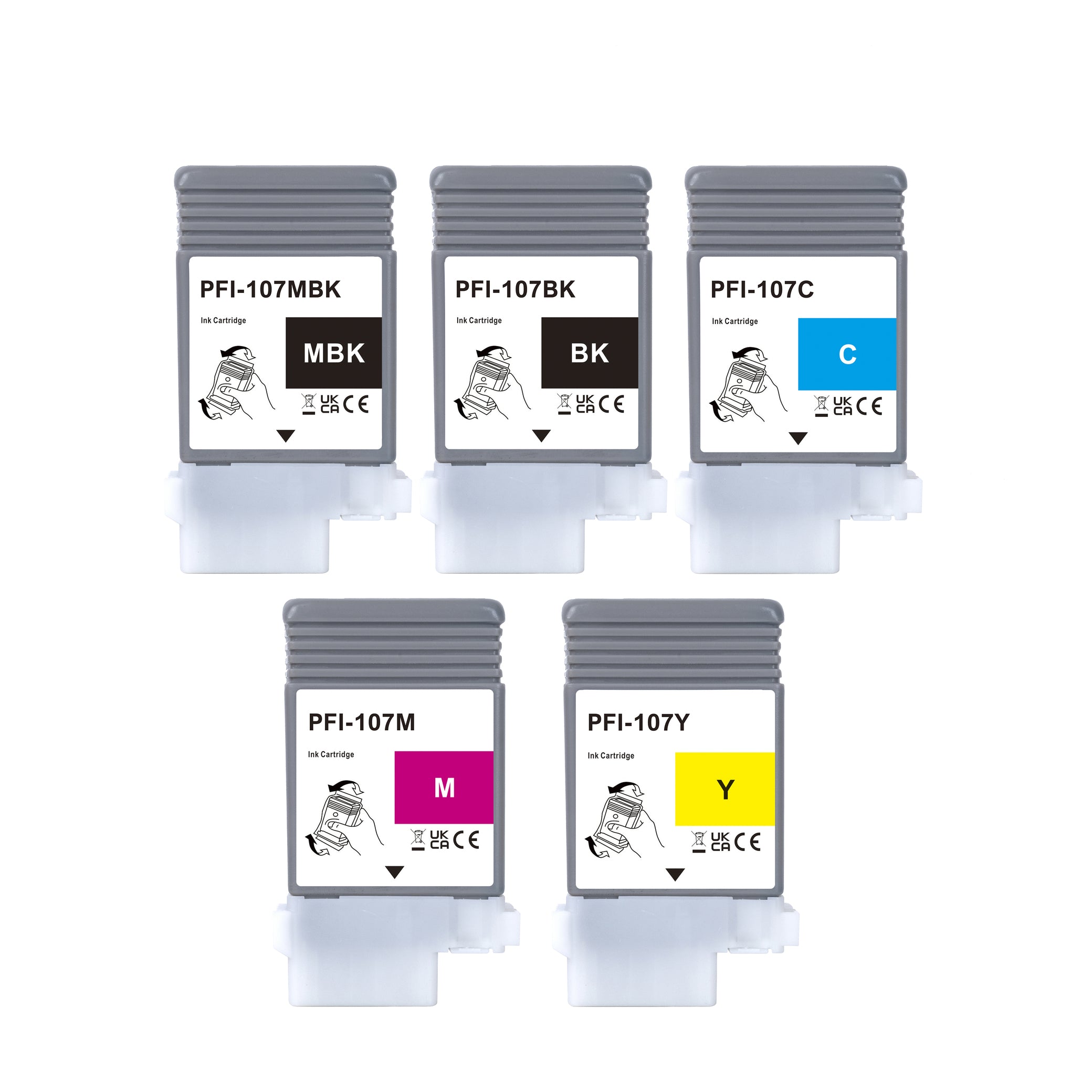 PFI-107 Ink Tank Replacement for Canon PFI107 PFI107MBK PFI107BK PFI107C PFI107M PFI107Y for image PROGRAF IPF670 IPF680 IPF685 IPF780 IPF785 Printer (5 Pack)