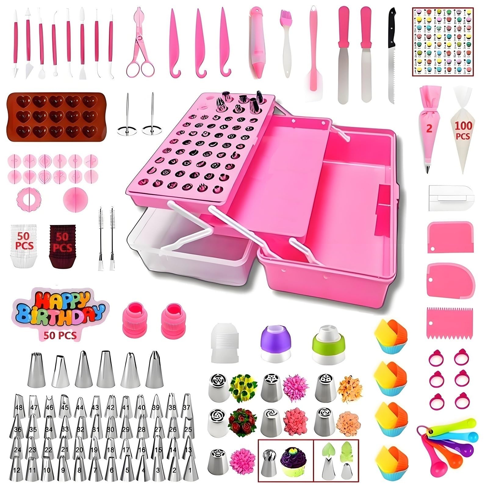 387Pcs Cake Decorating Kit - Piping Tips, TPU Piping Bags & Cream Scrapers for Baking