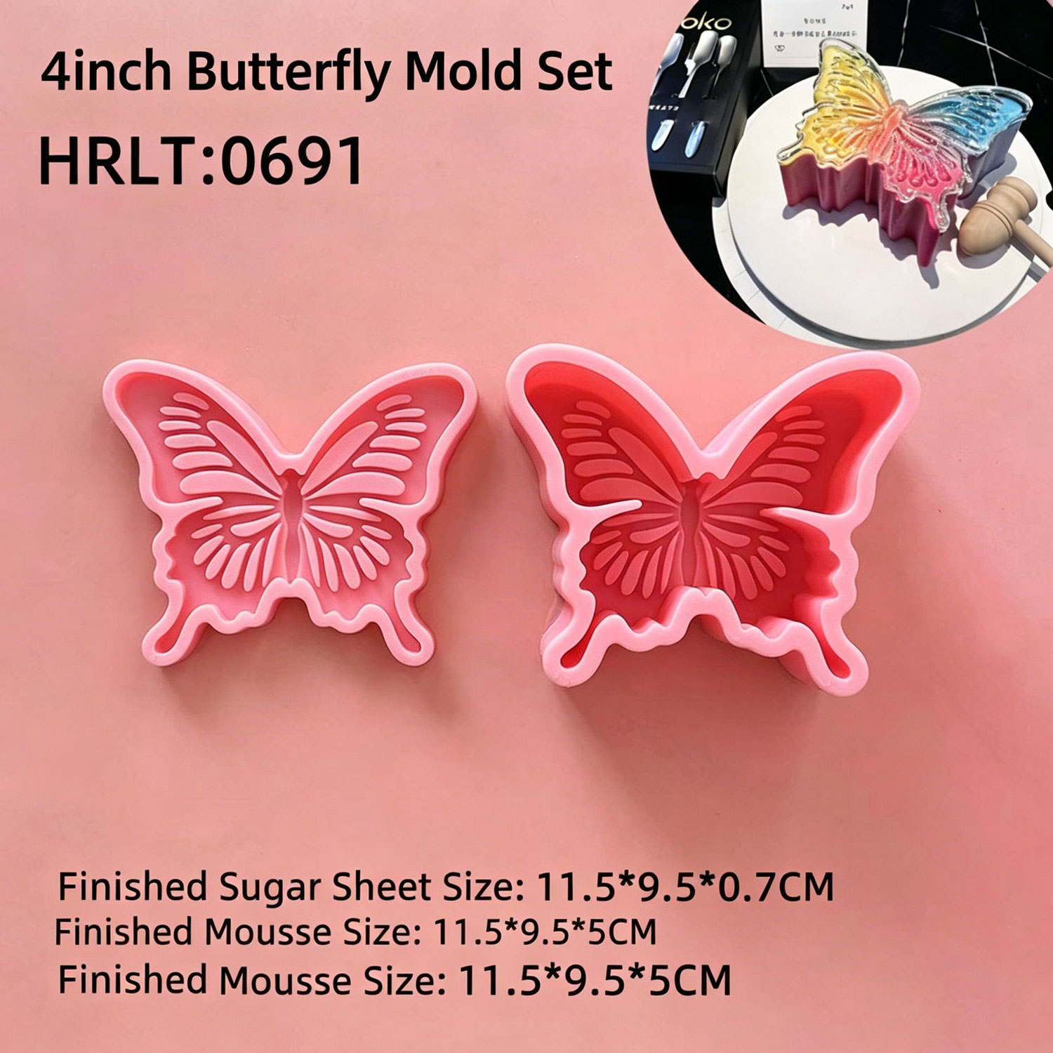 3D Butterfly Silicone Mold Set Sugar Sheet Isomalt Mousse Cake Baking Mold Multiple Sizes Butterfly Shape Dessert Decorating Mould