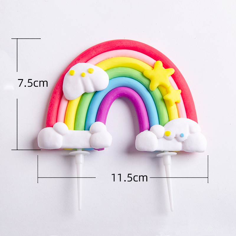 Rainbow Cake Toppers Set - Colorful Birthday Cake Decorations for Kids Party