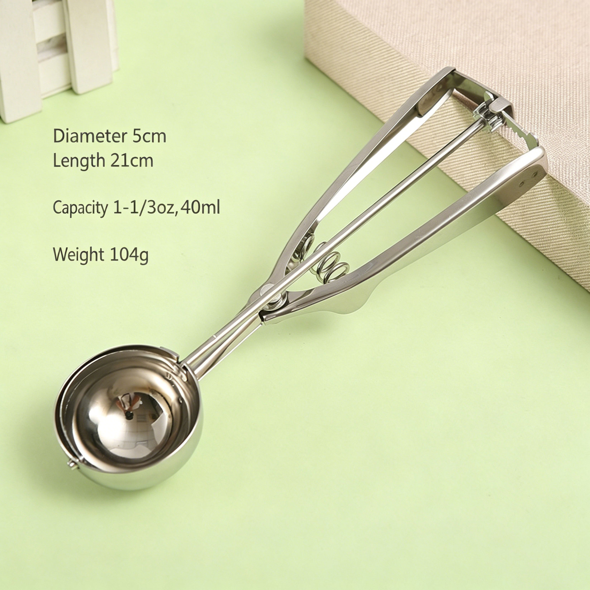 Stainless Steel Trigger Ice Cream Scoop, Professional Metal Scooper with Trigger Release