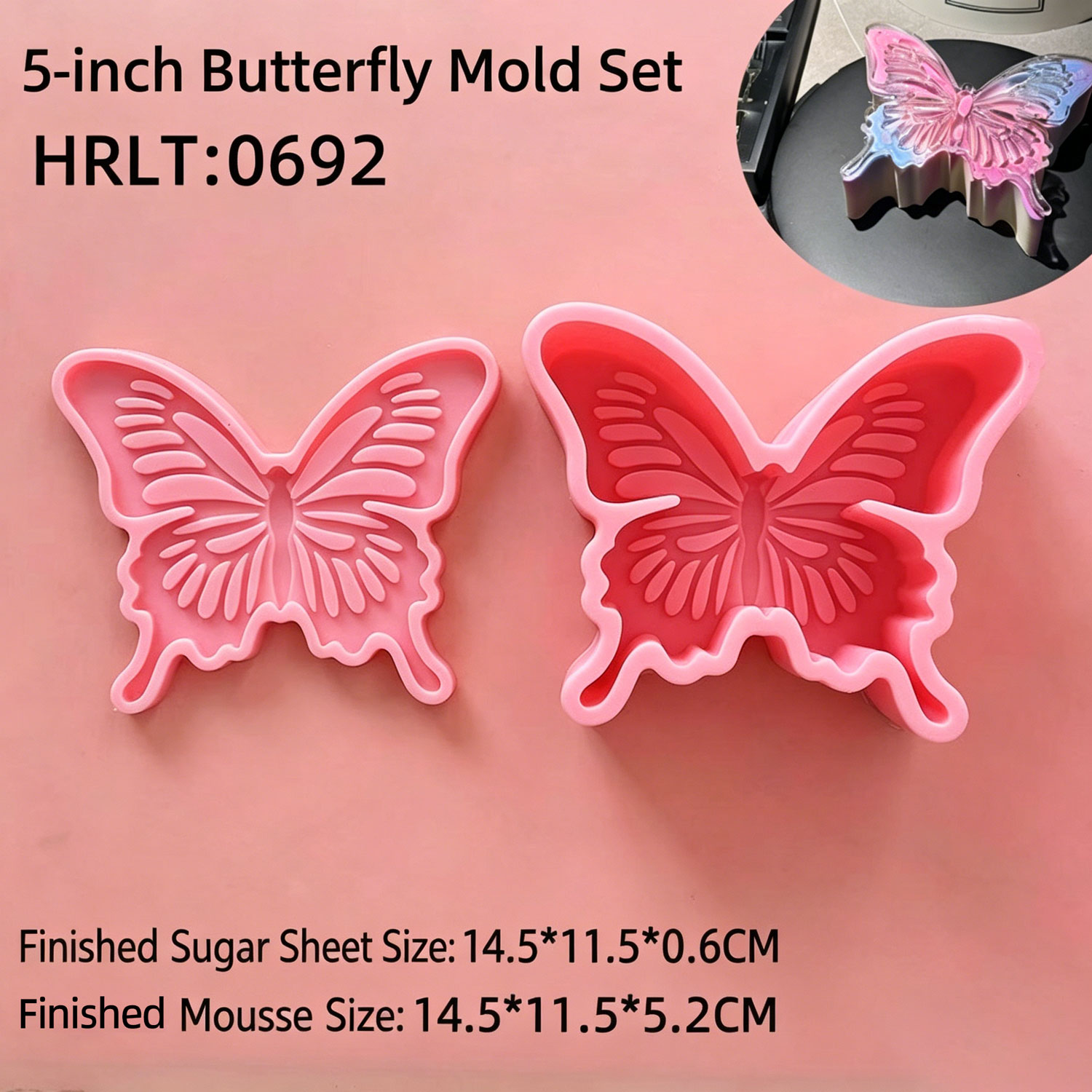 3D Butterfly Silicone Mold Set Sugar Sheet Isomalt Mousse Cake Baking Mold Multiple Sizes Butterfly Shape Dessert Decorating Mould