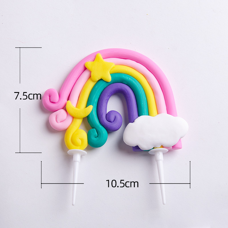 Rainbow Cake Toppers Set - Colorful Birthday Cake Decorations for Kids Party