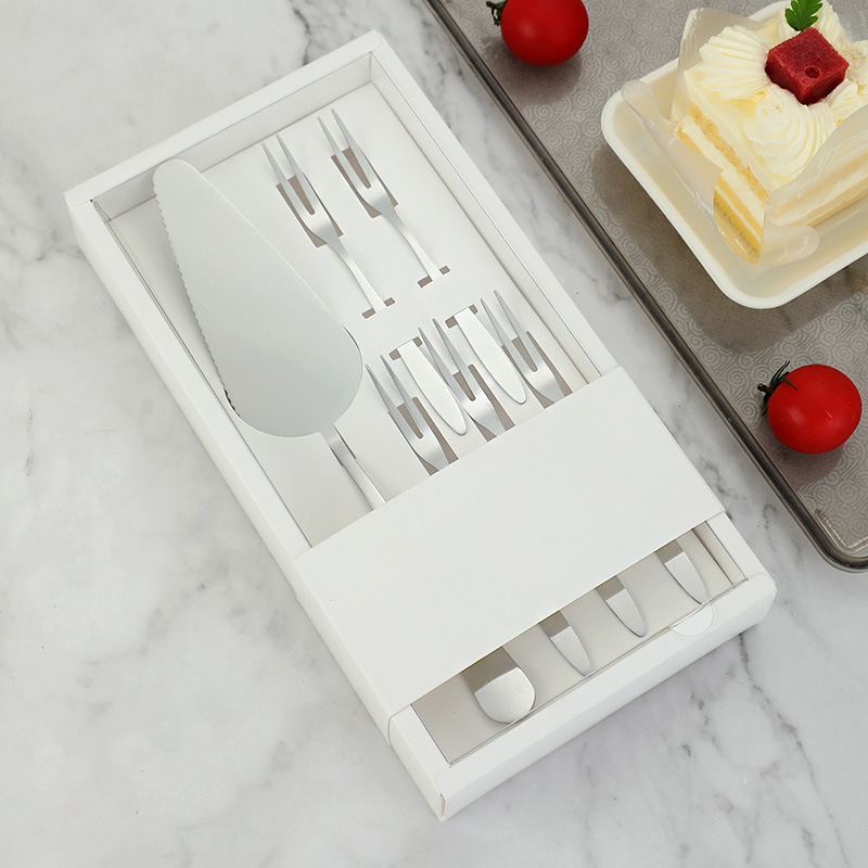 Stainless Steel Cake Cutting Utensil Set, Cake Knife, Fork & Spoon Kit for Desserts, Fruits, and Parties