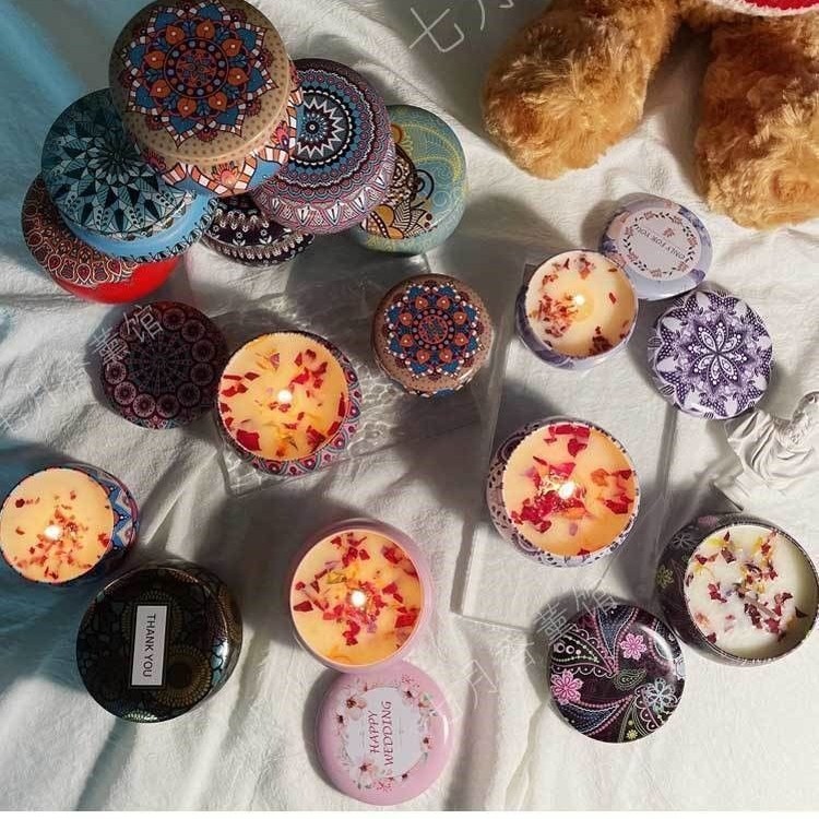 Dried Flower Smokeless Scented Candle Gift Box, Long Lasting Fragrance Candle for Bedroom Home Decor Wedding Favor