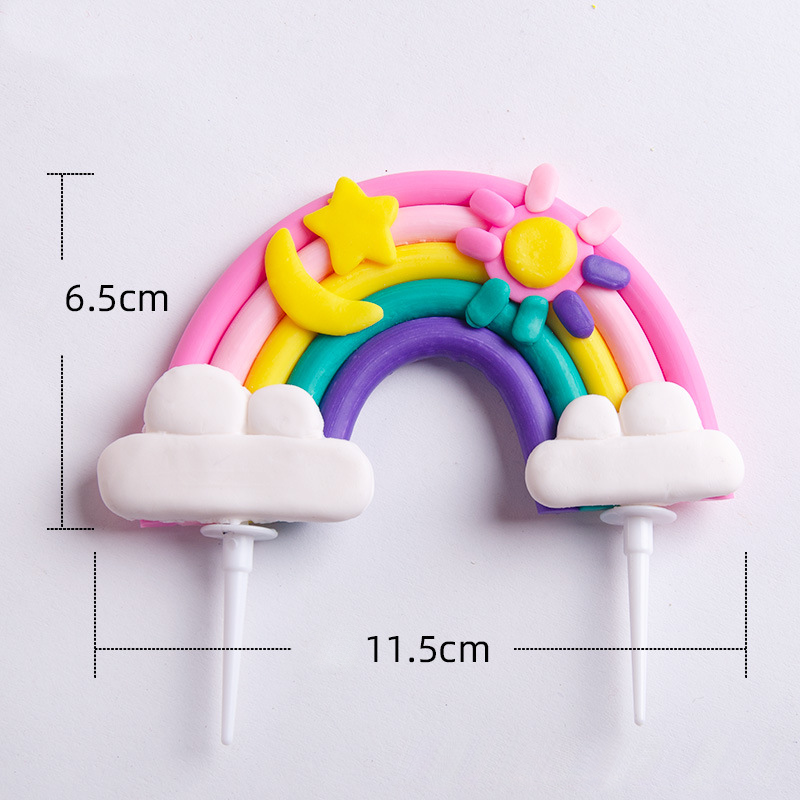 Rainbow Cake Toppers Set - Colorful Birthday Cake Decorations for Kids Party