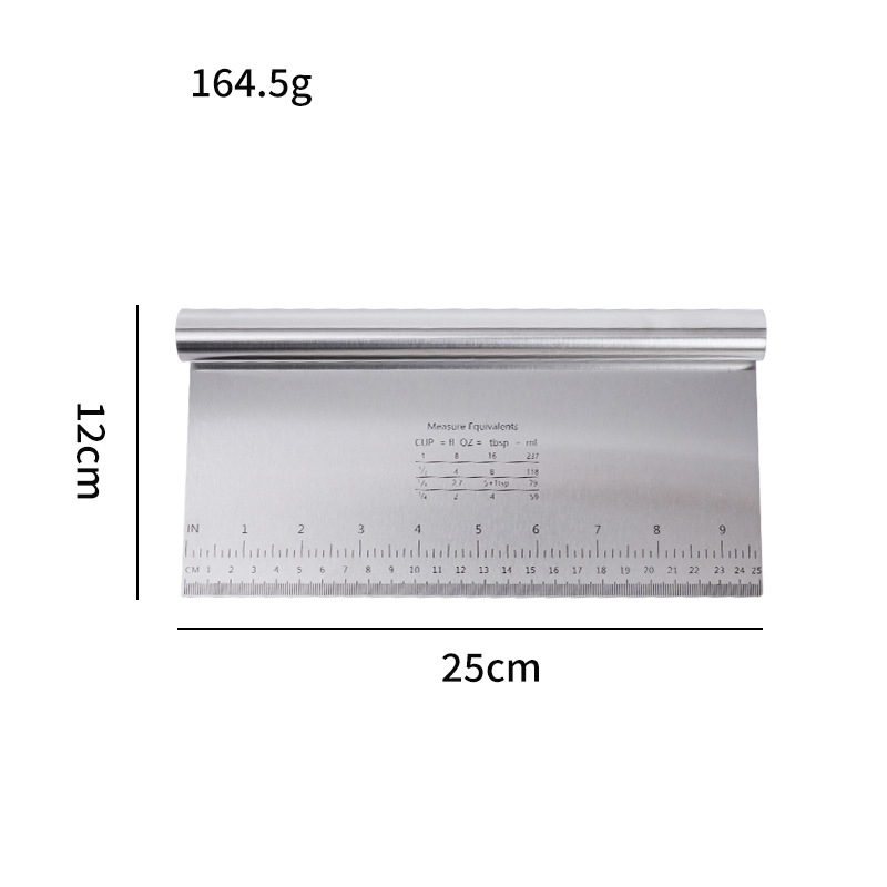 6-in-1 Stainless Steel Kitchen Multi-Tool: Heavy Duty Scraper, Dough Cutter, Vegetable Chopper, Pizza Slicer with Built-in Scale | Ergonomic Non-Slip Grip for Easy Cleaning & Space Saving