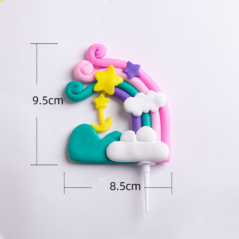 Rainbow Cake Toppers Set - Colorful Birthday Cake Decorations for Kids Party