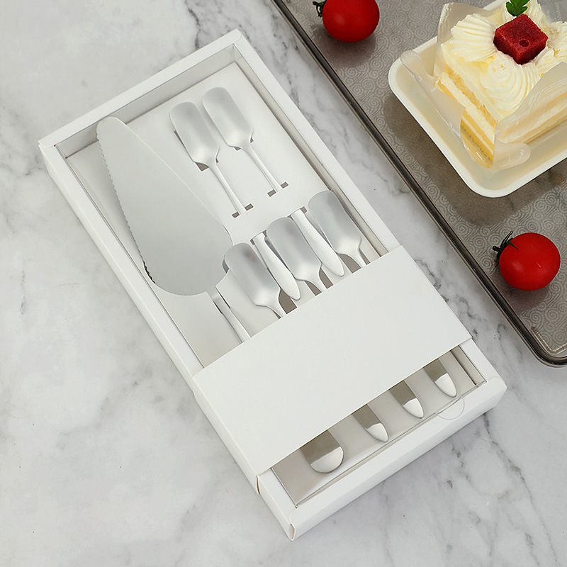 Stainless Steel Cake Cutting Utensil Set, Cake Knife, Fork & Spoon Kit for Desserts, Fruits, and Parties