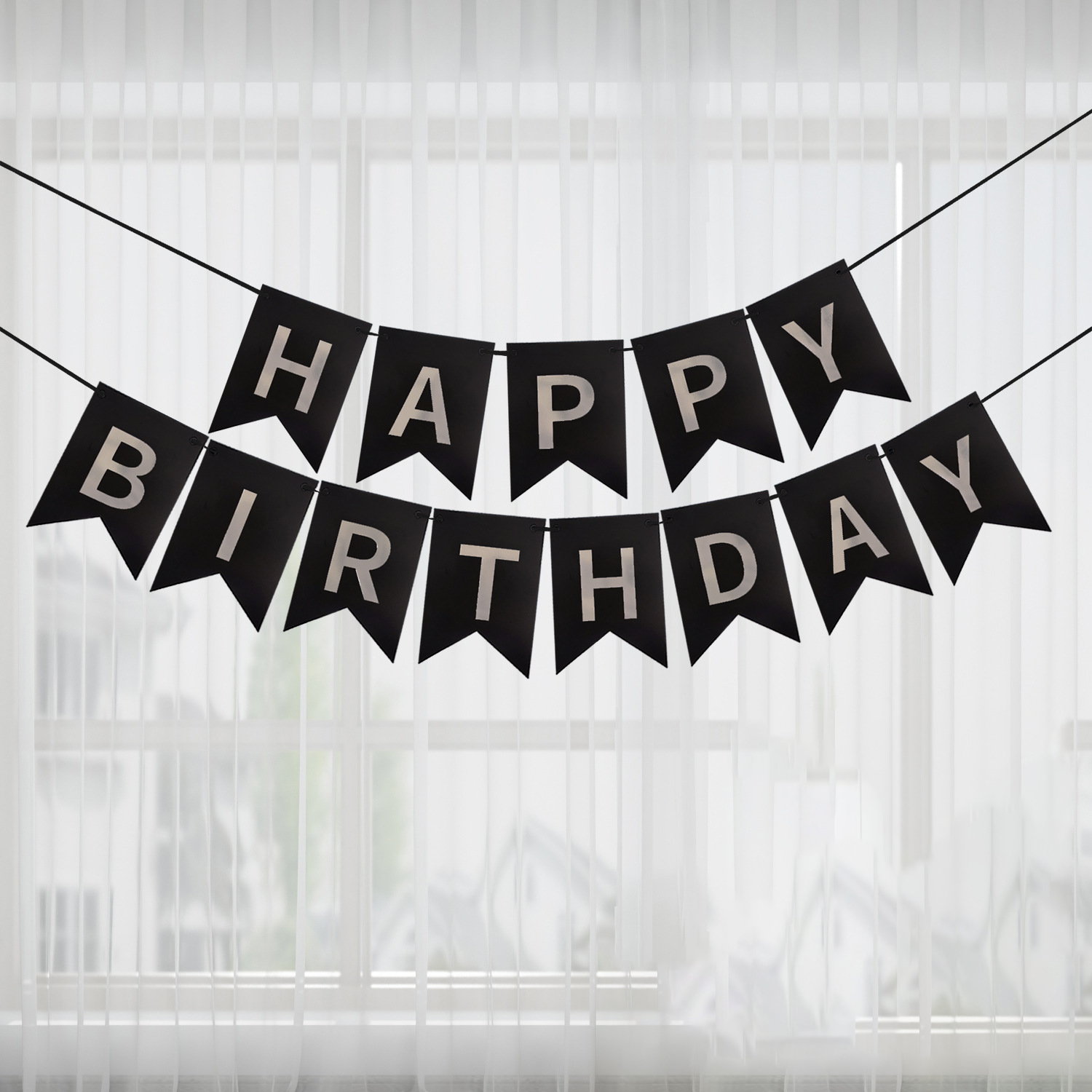 Happy Birthday Fish Tail Banner, Foil Letter Pennant Flag for Kids Birthday Party Wall Decor