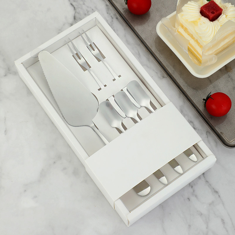 Stainless Steel Cake Cutting Utensil Set, Cake Knife, Fork & Spoon Kit for Desserts, Fruits, and Parties