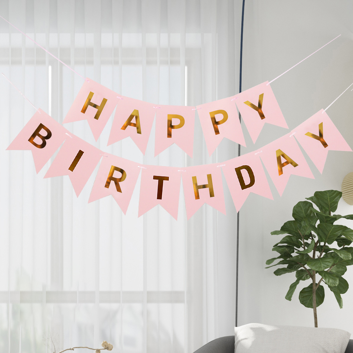 Happy Birthday Fish Tail Banner, Foil Letter Pennant Flag for Kids Birthday Party Wall Decor