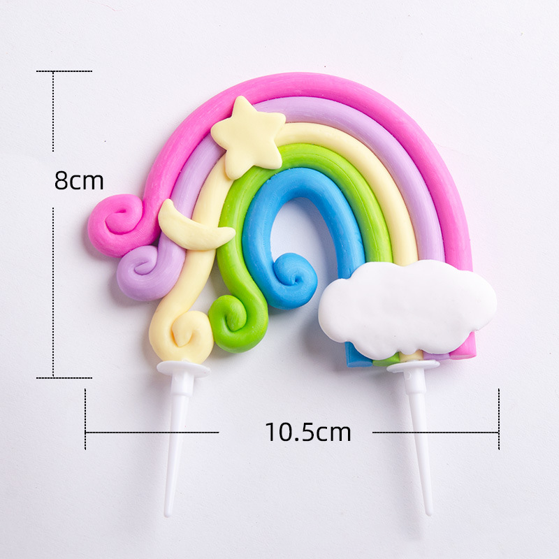 Rainbow Cake Toppers Set - Colorful Birthday Cake Decorations for Kids Party