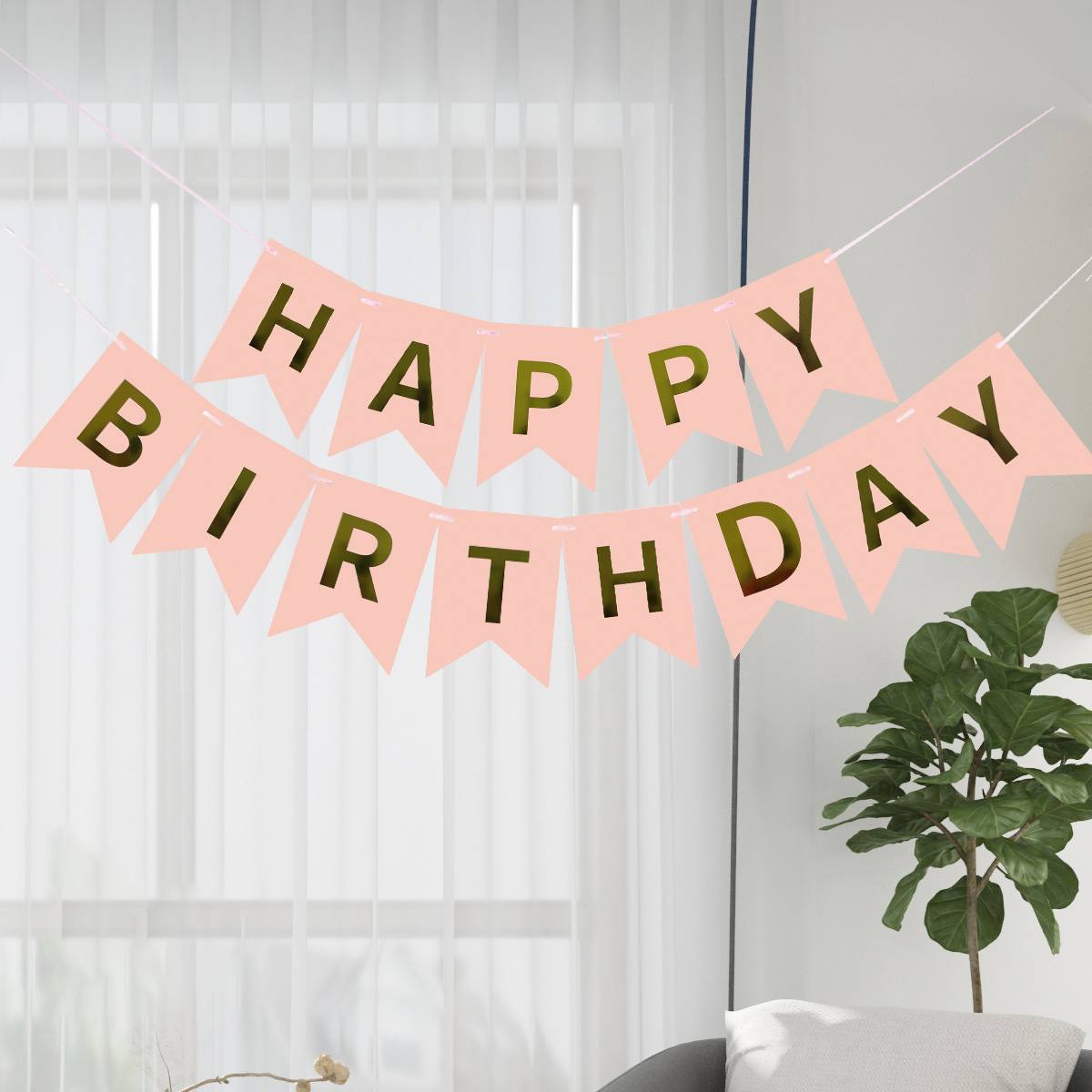 Happy Birthday Fish Tail Banner, Foil Letter Pennant Flag for Kids Birthday Party Wall Decor