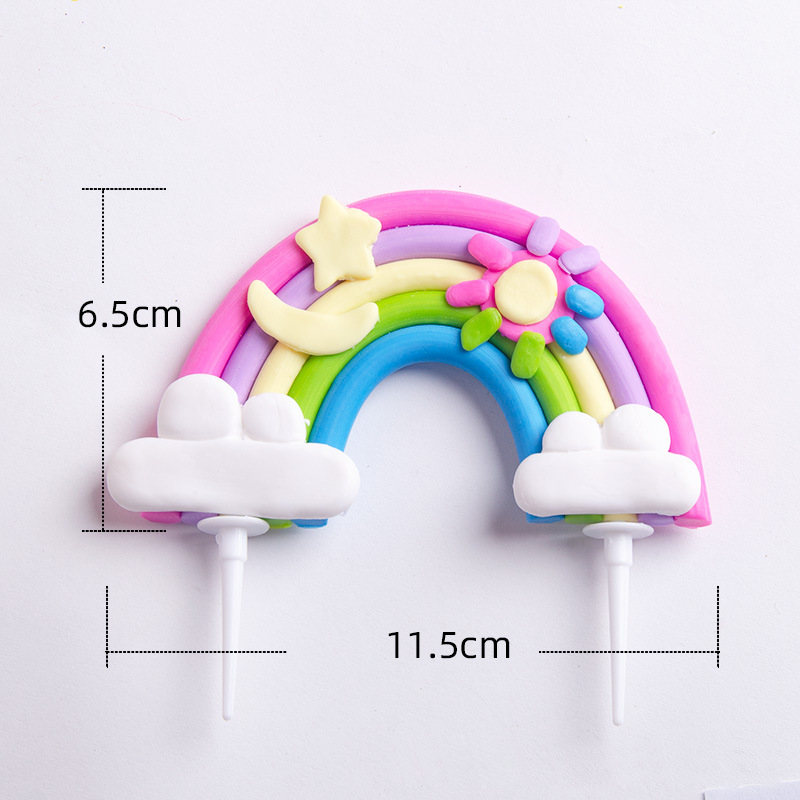 Rainbow Cake Toppers Set - Colorful Birthday Cake Decorations for Kids Party