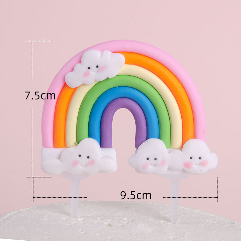 Rainbow Cake Toppers Set - Colorful Birthday Cake Decorations for Kids Party