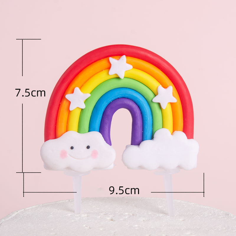 Rainbow Cake Toppers Set - Colorful Birthday Cake Decorations for Kids Party