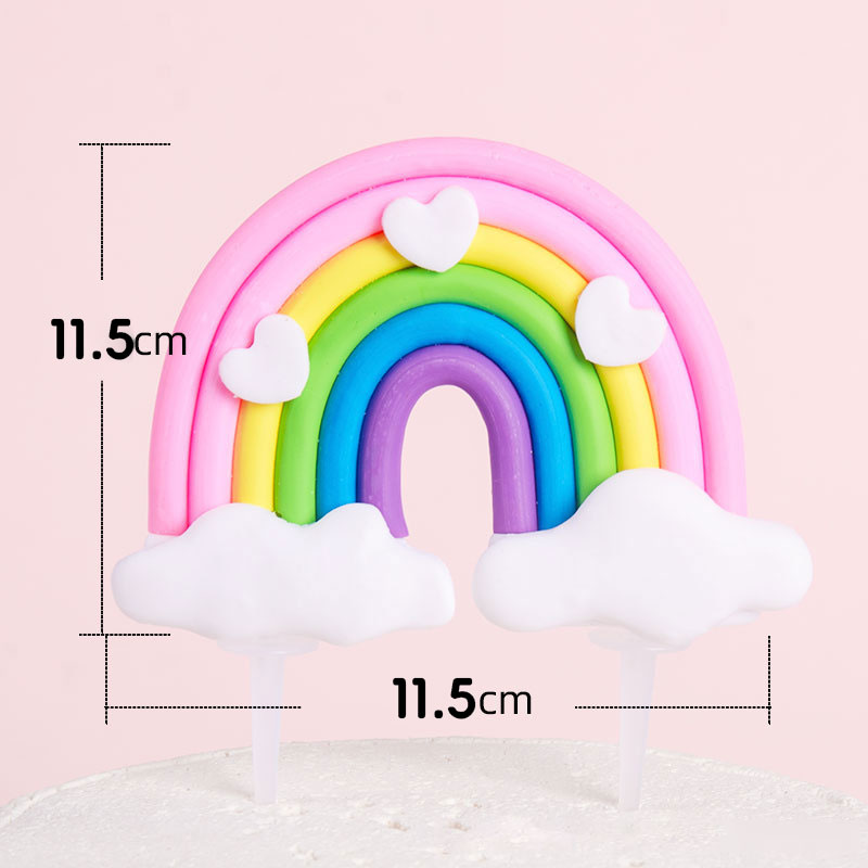 Rainbow Cake Toppers Set - Colorful Birthday Cake Decorations for Kids Party