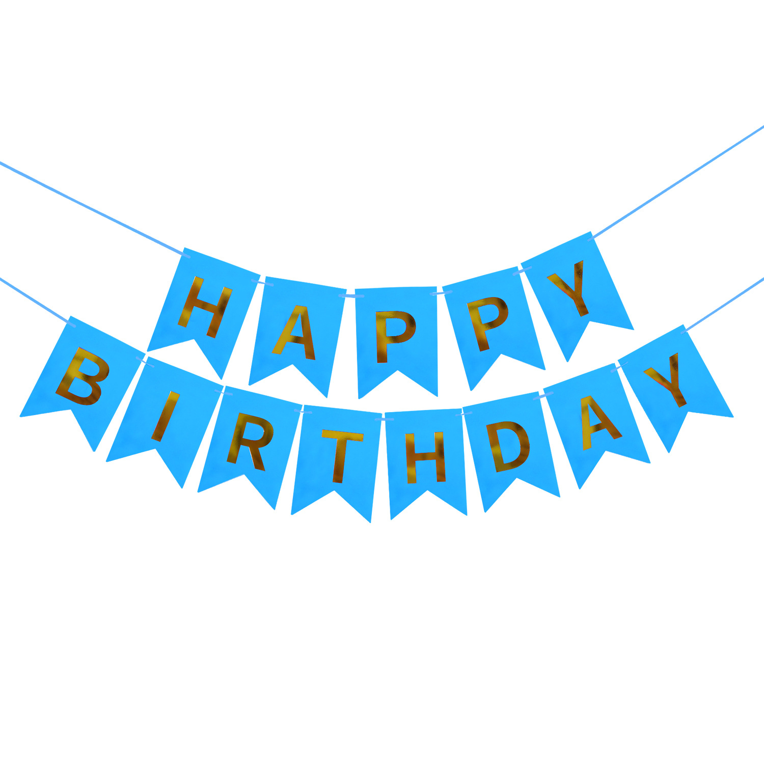 Happy Birthday Fish Tail Banner, Foil Letter Pennant Flag for Kids Birthday Party Wall Decor