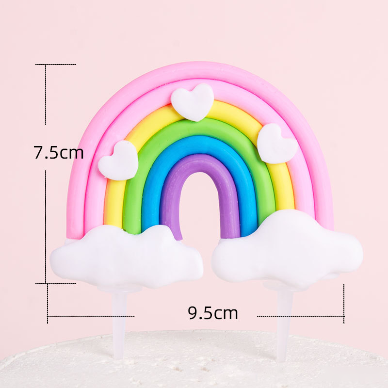 Rainbow Cake Toppers Set - Colorful Birthday Cake Decorations for Kids Party