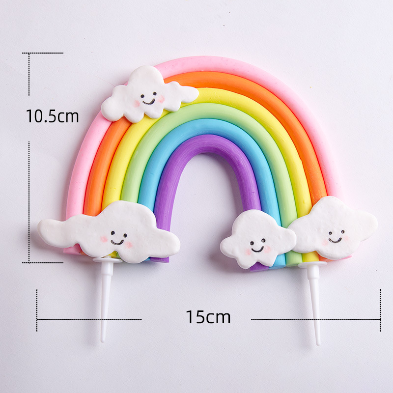 Rainbow Cake Toppers Set - Colorful Birthday Cake Decorations for Kids Party