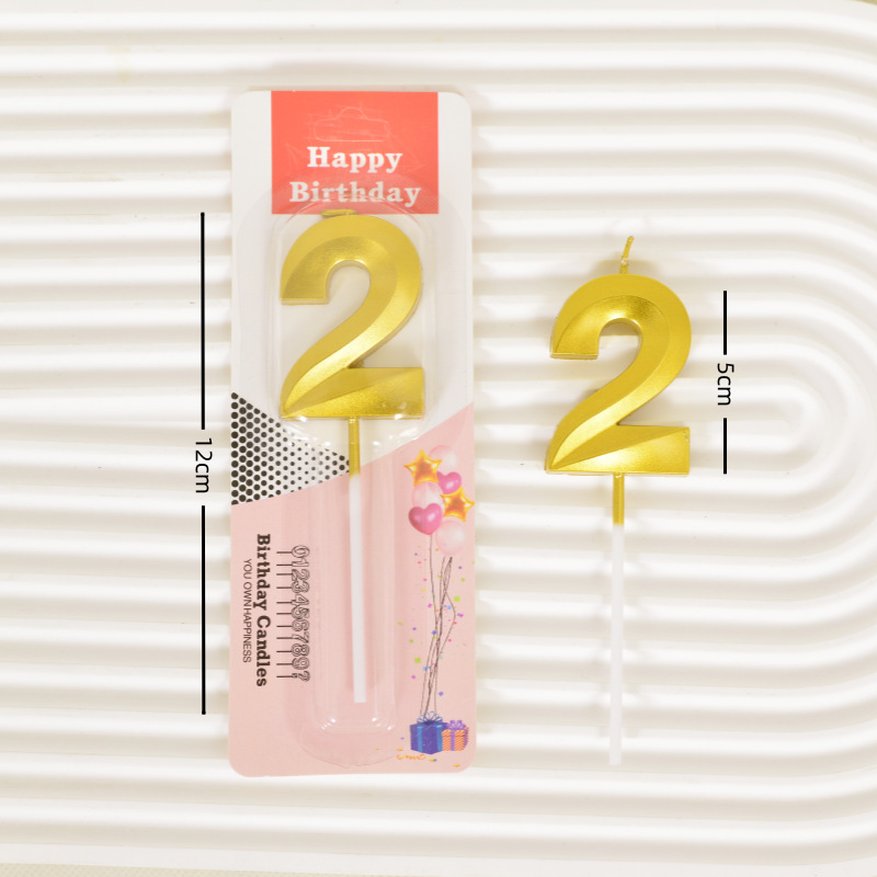 Champagne Gold Number Birthday Candles, 0-9 Digits for Cake Decorations