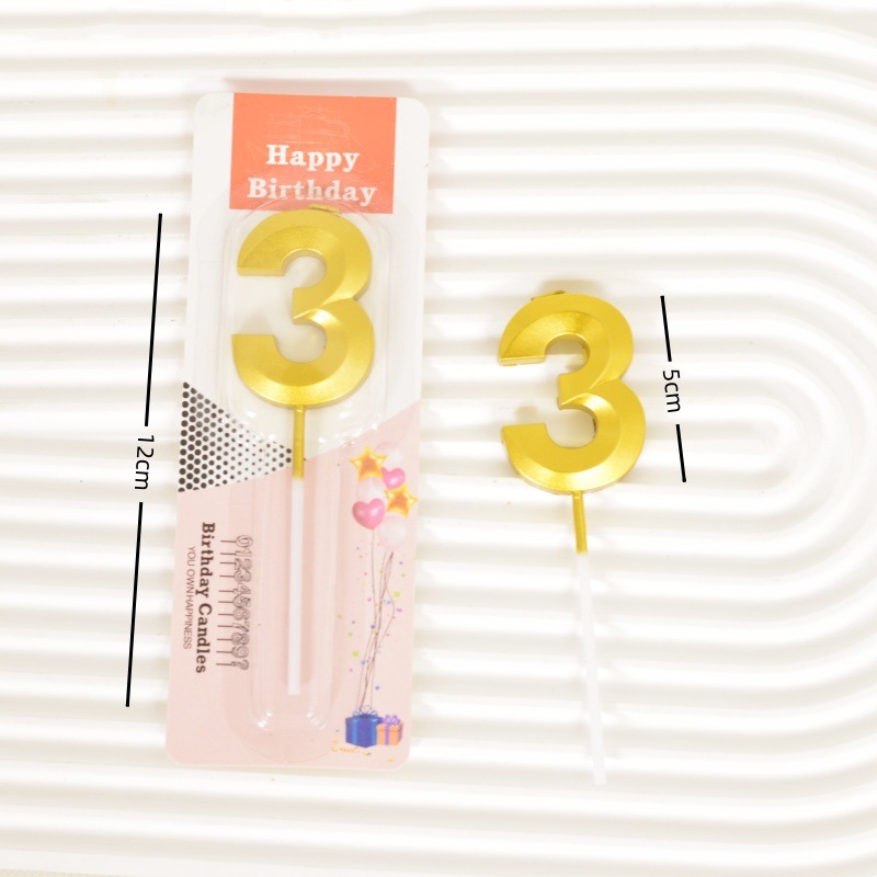 Champagne Gold Number Birthday Candles, 0-9 Digits for Cake Decorations