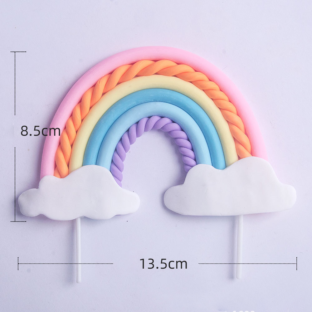 Rainbow Cake Toppers Set - Colorful Birthday Cake Decorations for Kids Party