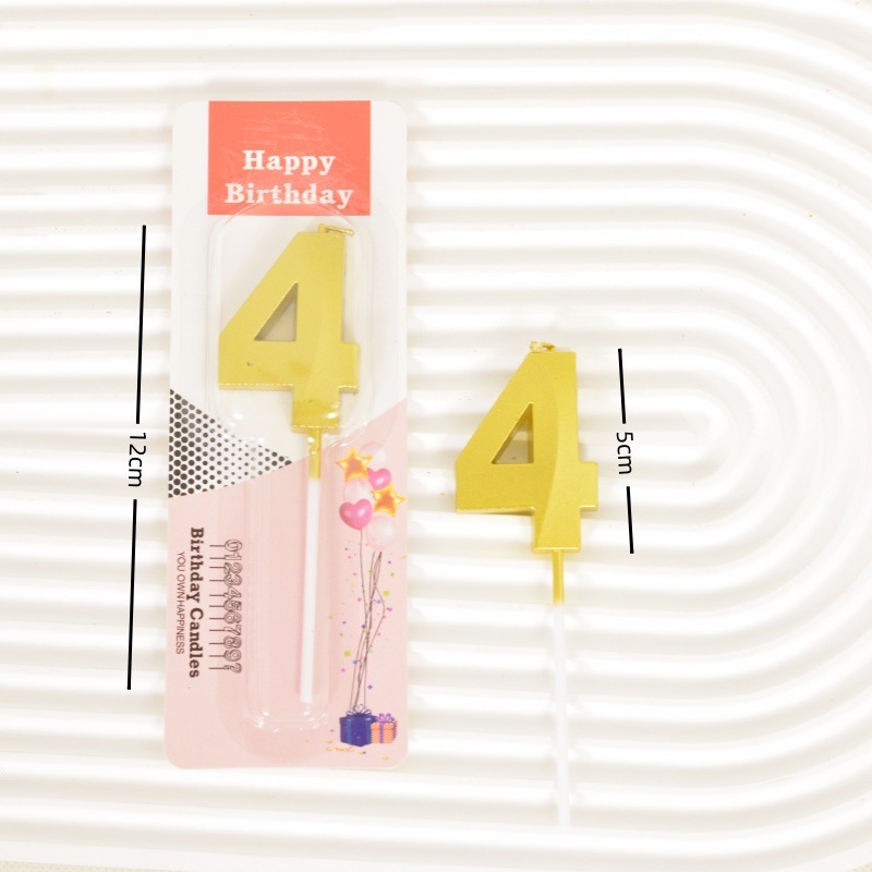 Champagne Gold Number Birthday Candles, 0-9 Digits for Cake Decorations