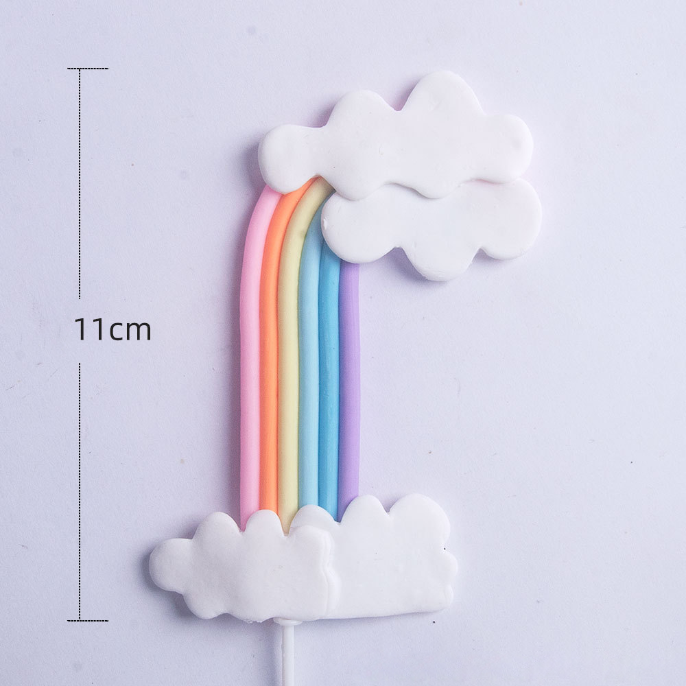 Rainbow Cake Toppers Set - Colorful Birthday Cake Decorations for Kids Party
