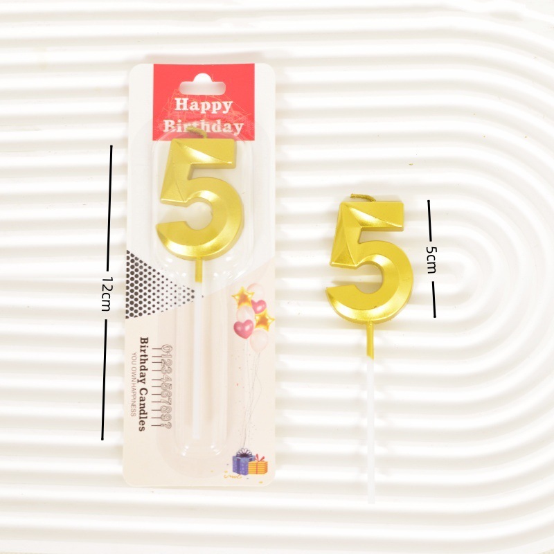 Champagne Gold Number Birthday Candles, 0-9 Digits for Cake Decorations