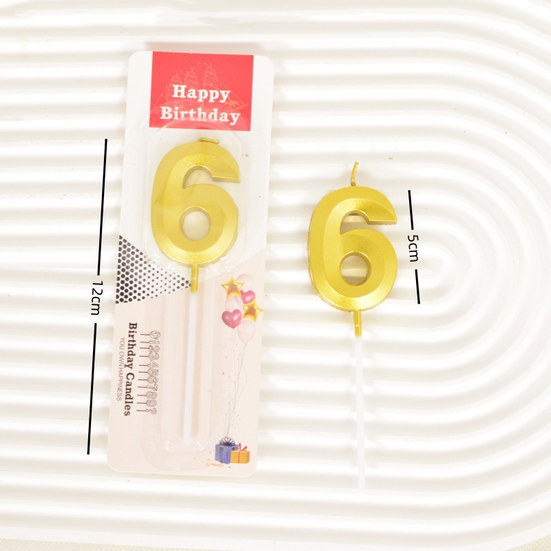 Champagne Gold Number Birthday Candles, 0-9 Digits for Cake Decorations