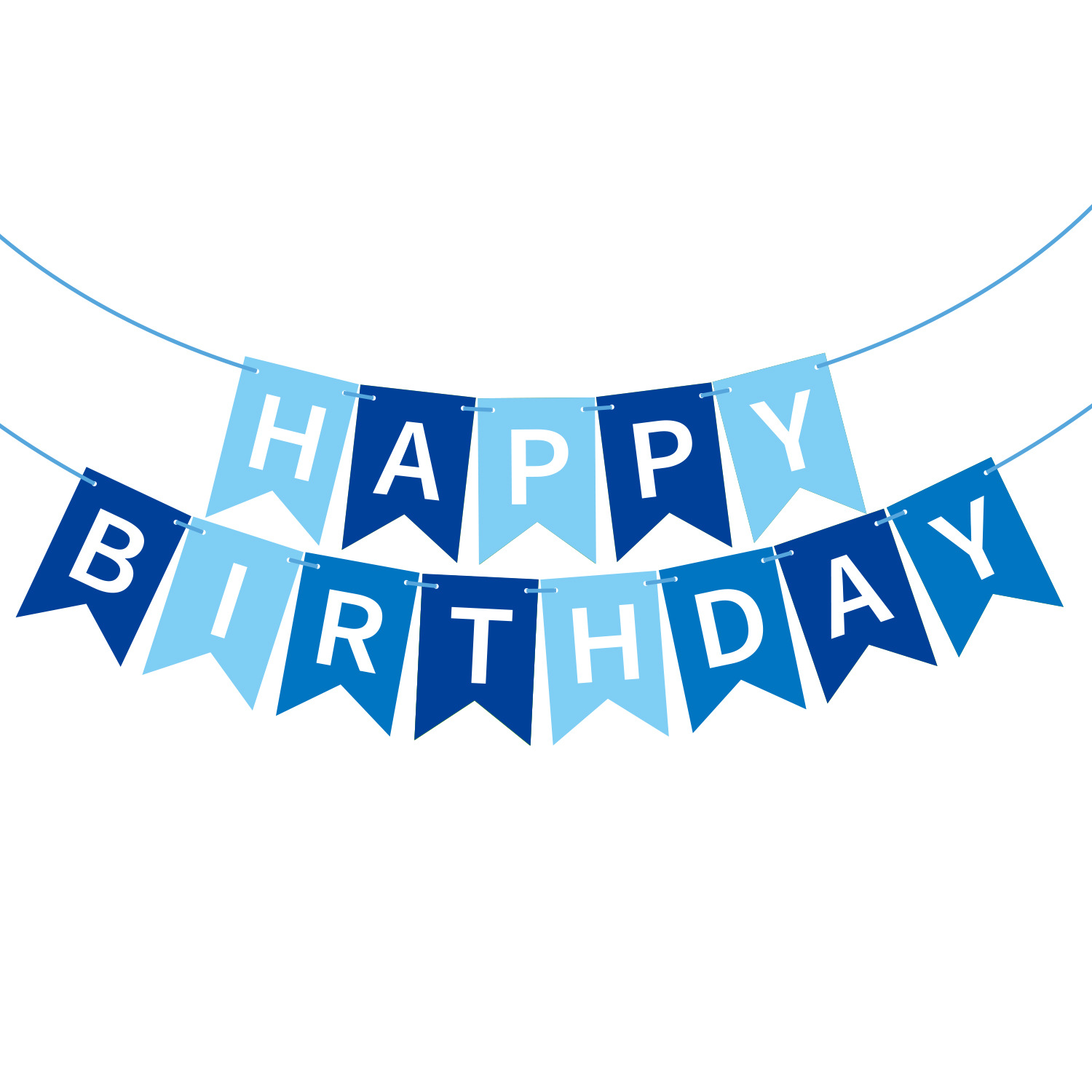 Happy Birthday Fish Tail Banner, Foil Letter Pennant Flag for Kids Birthday Party Wall Decor