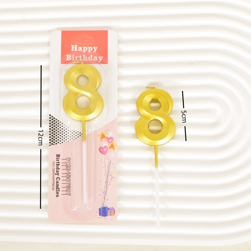 Champagne Gold Number Birthday Candles, 0-9 Digits for Cake Decorations