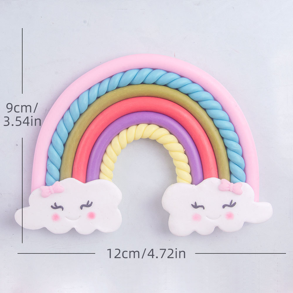 Rainbow Cake Toppers Set - Colorful Birthday Cake Decorations for Kids Party