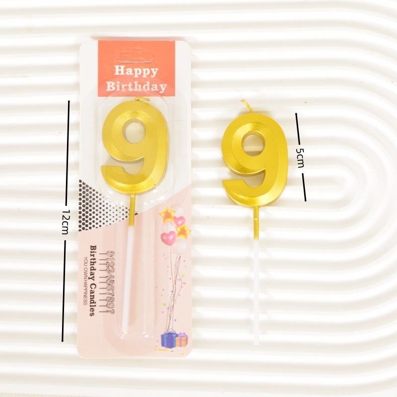 Champagne Gold Number Birthday Candles, 0-9 Digits for Cake Decorations