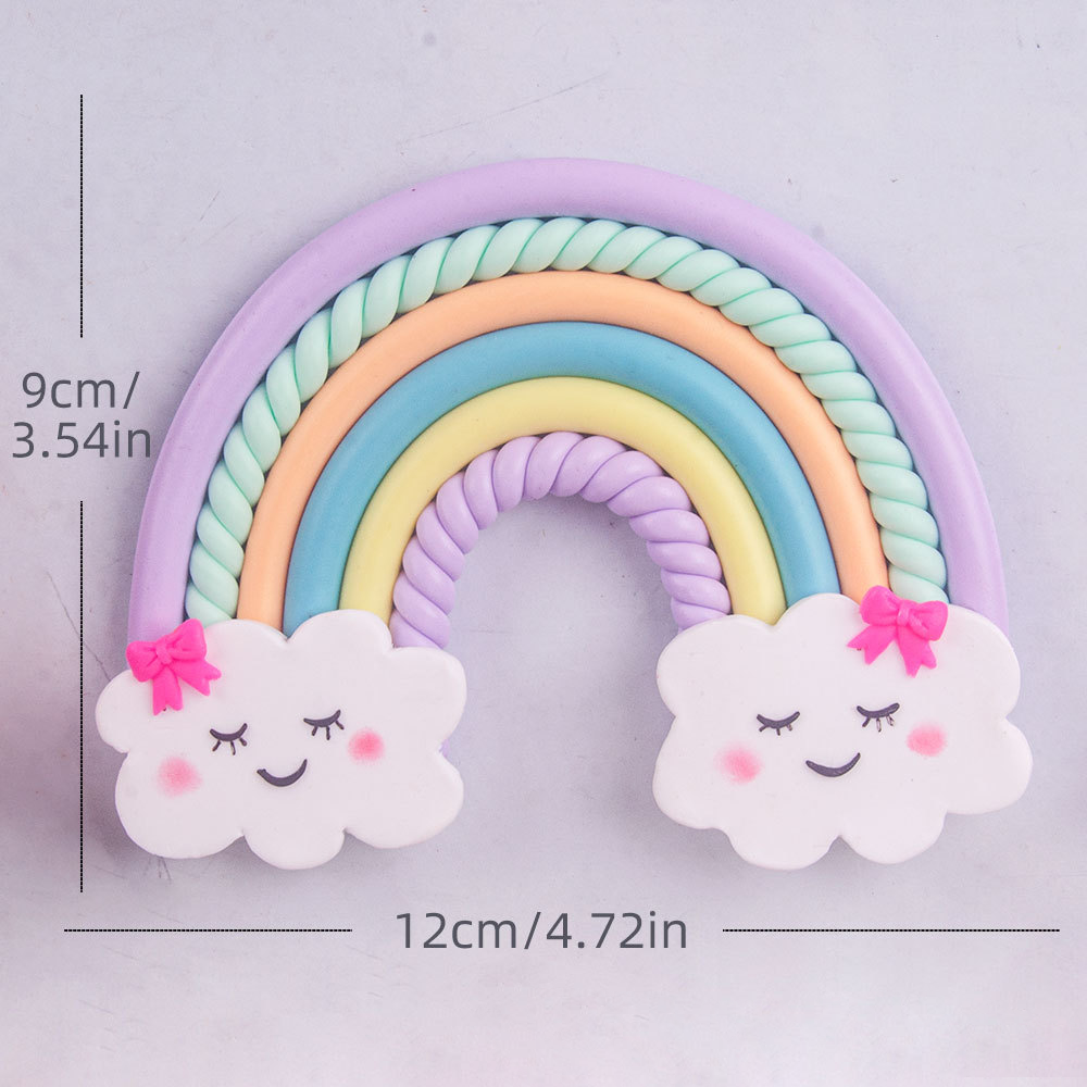 Rainbow Cake Toppers Set - Colorful Birthday Cake Decorations for Kids Party