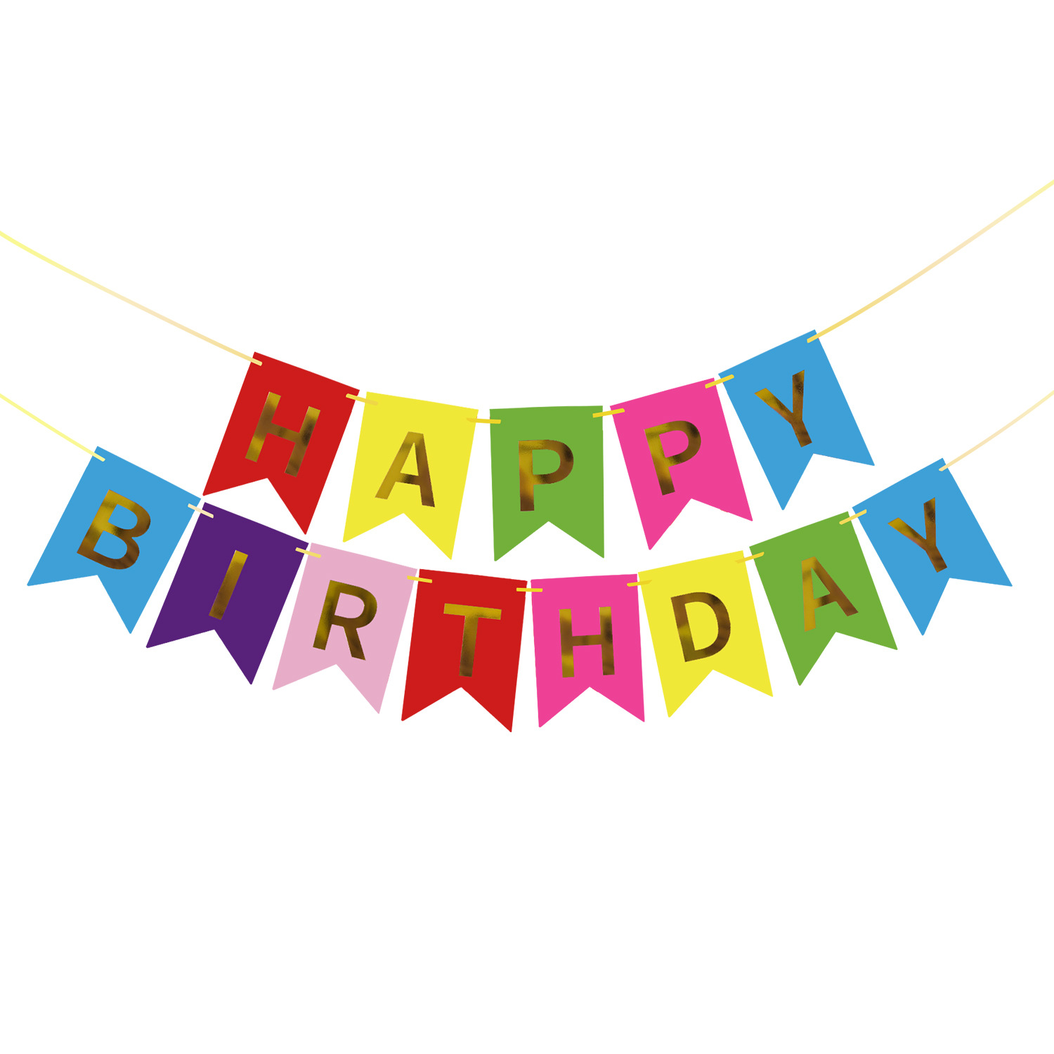 Happy Birthday Fish Tail Banner, Foil Letter Pennant Flag for Kids Birthday Party Wall Decor