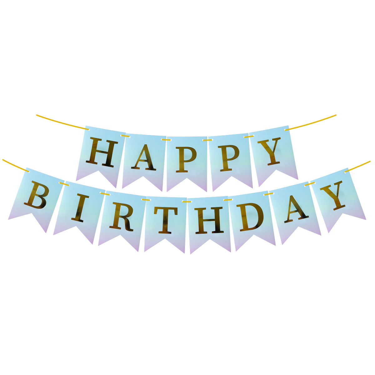 Happy Birthday Fish Tail Banner, Foil Letter Pennant Flag for Kids Birthday Party Wall Decor