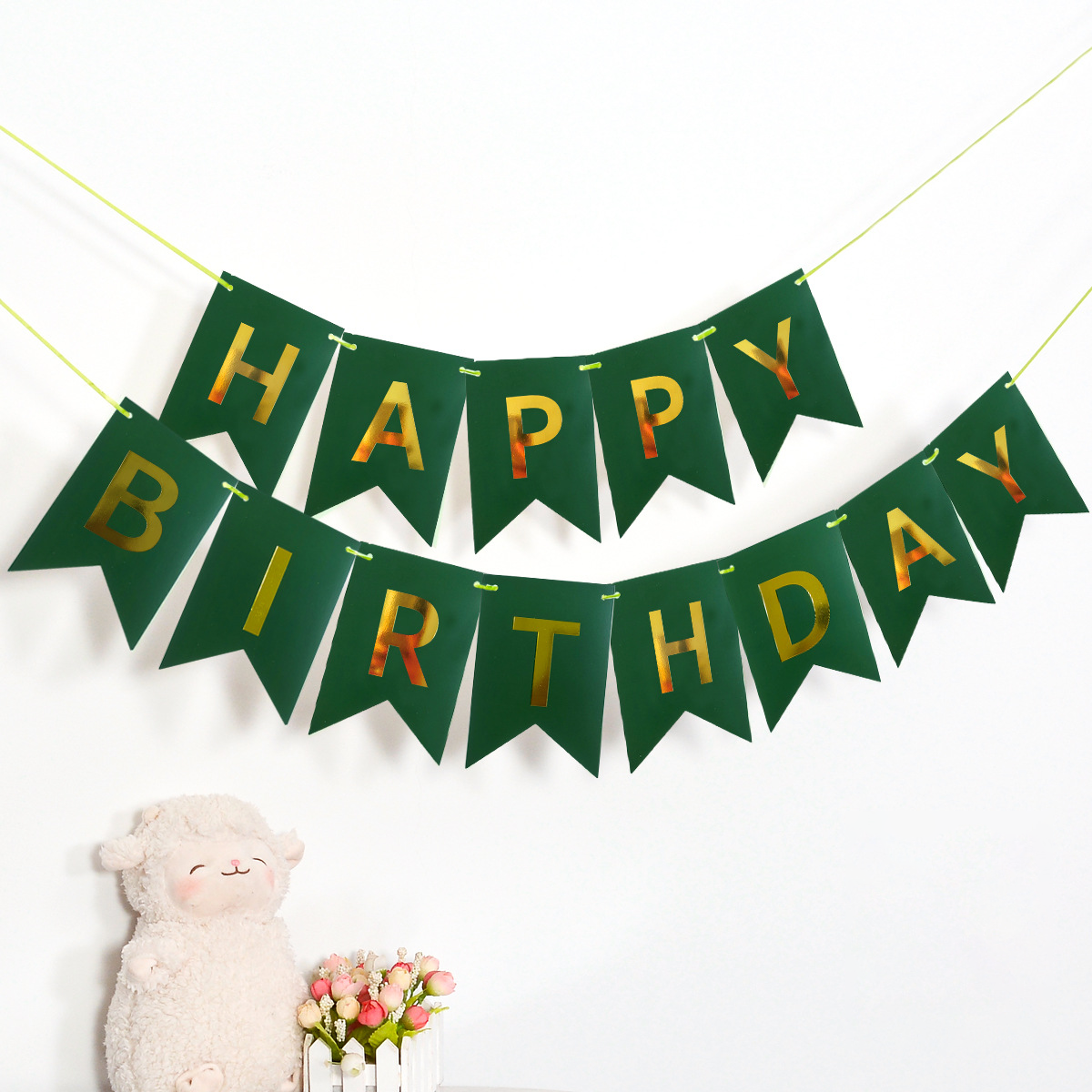 Happy Birthday Fish Tail Banner, Foil Letter Pennant Flag for Kids Birthday Party Wall Decor