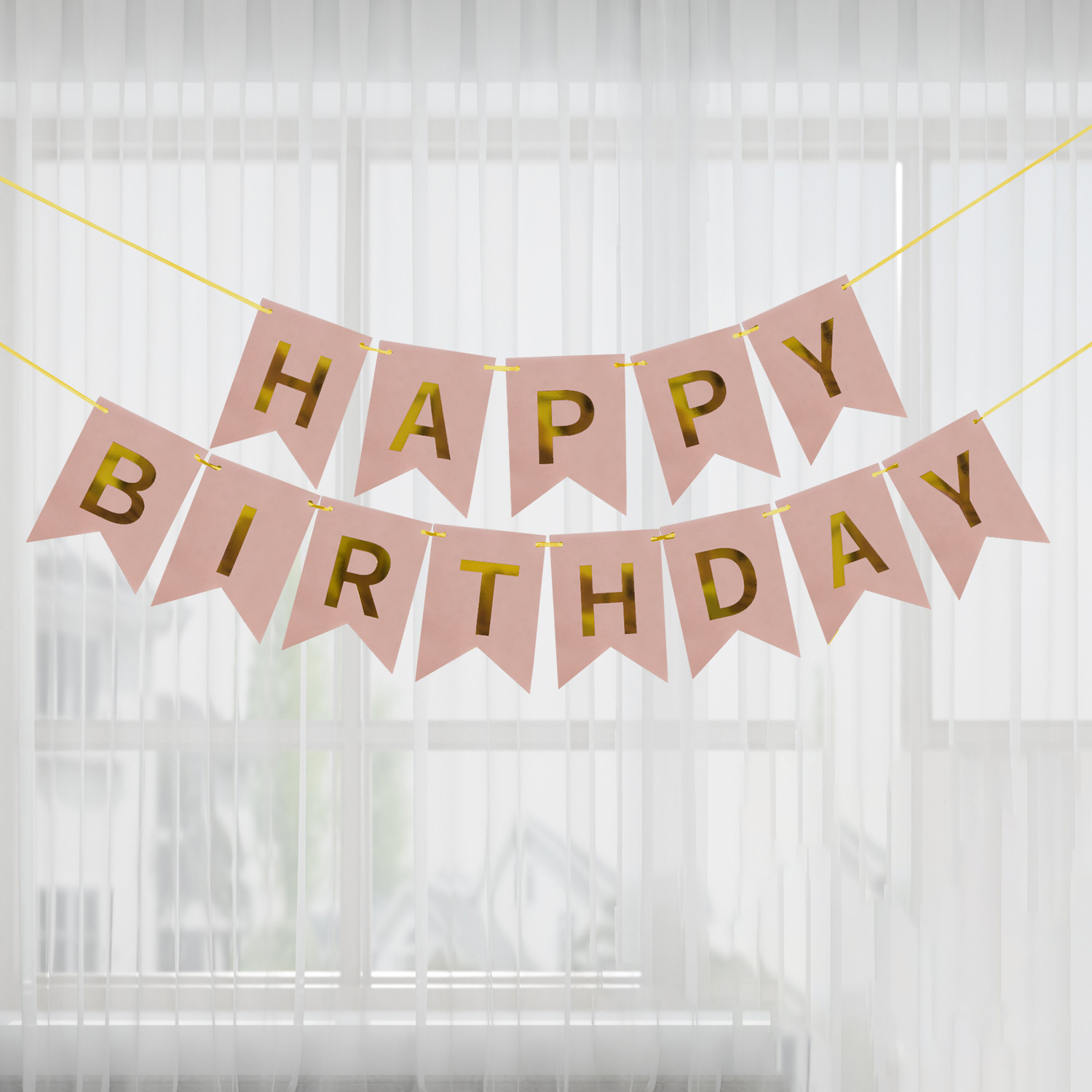 Happy Birthday Fish Tail Banner, Foil Letter Pennant Flag for Kids Birthday Party Wall Decor