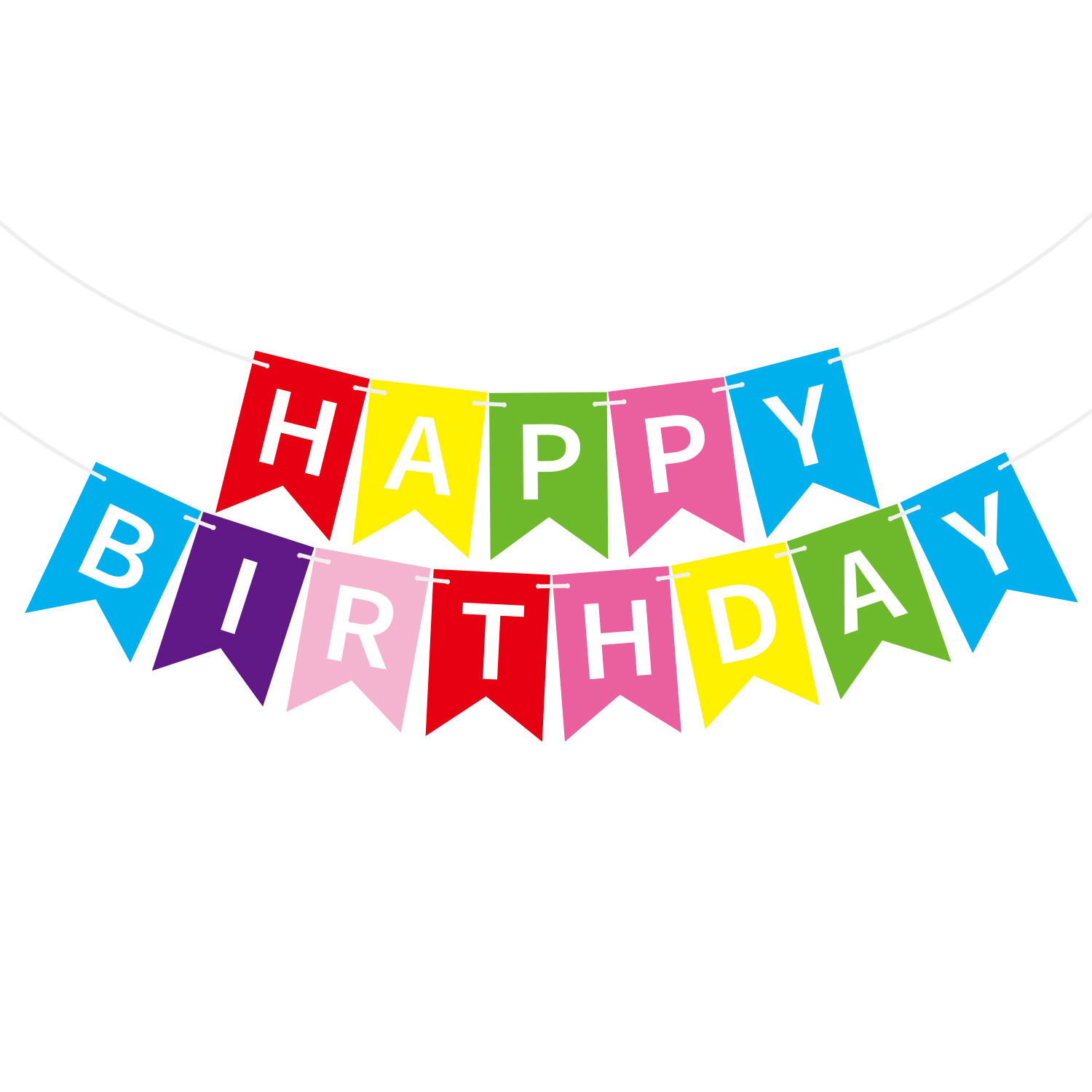 Happy Birthday Fish Tail Banner, Foil Letter Pennant Flag for Kids Birthday Party Wall Decor