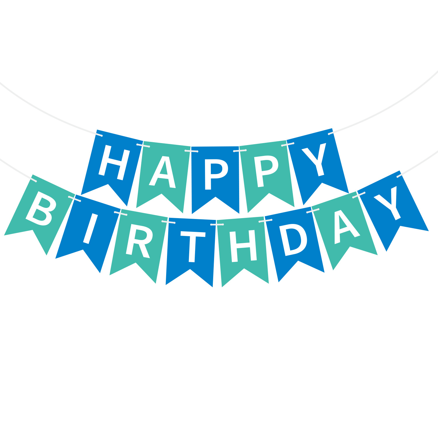 Happy Birthday Fish Tail Banner, Foil Letter Pennant Flag for Kids Birthday Party Wall Decor