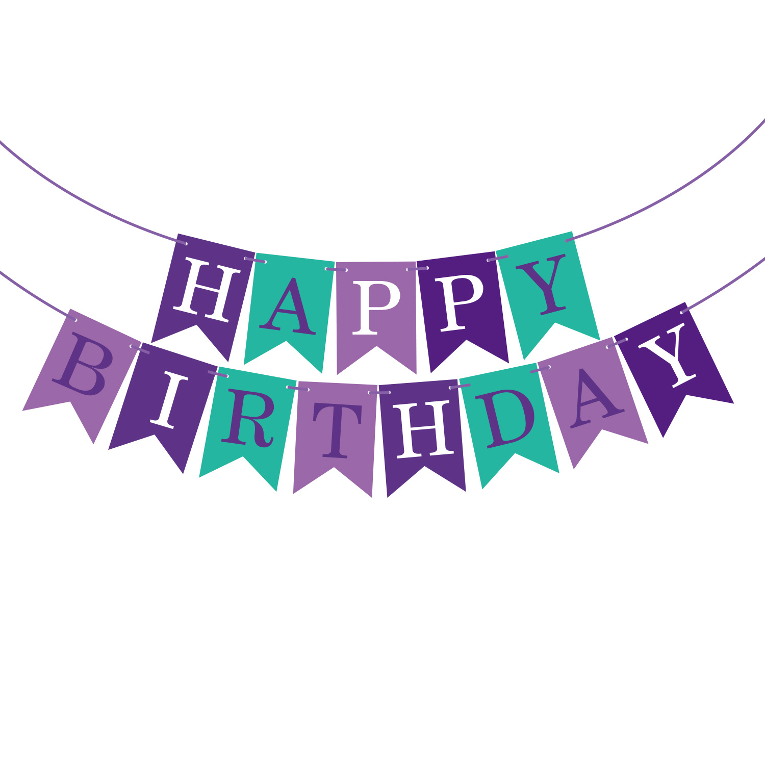 Happy Birthday Fish Tail Banner, Foil Letter Pennant Flag for Kids Birthday Party Wall Decor
