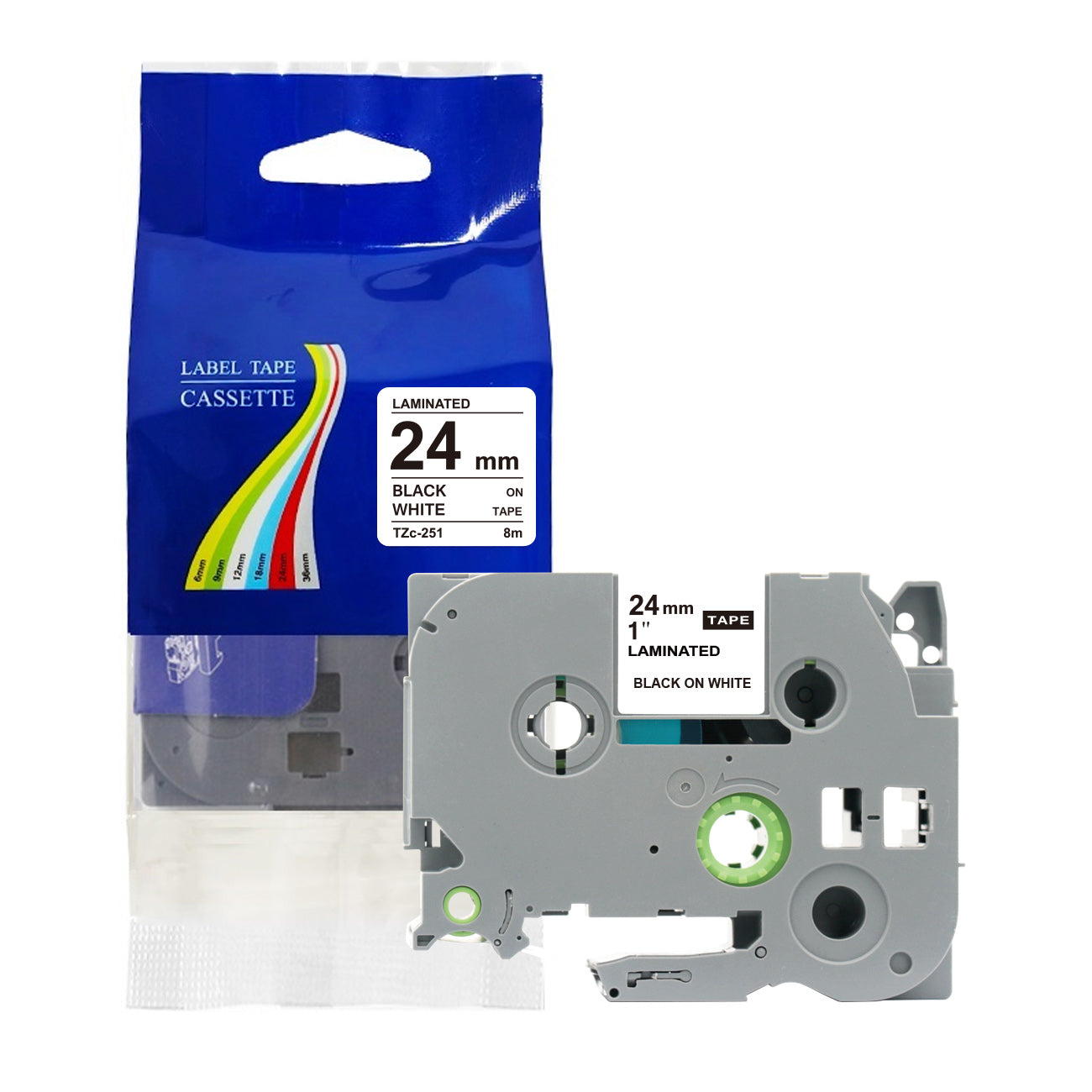 Compatible with Brother Label Tape TZe TZ Tape 6mm 1/4" Label Maker Tape TZe-111 TZe 211 411 511 611 711 Laminated Labels for Brother PT-D210 PT-H110 PTD400 PT1280 PTP300BT P700, 6 Pack/1pcs bulk packing