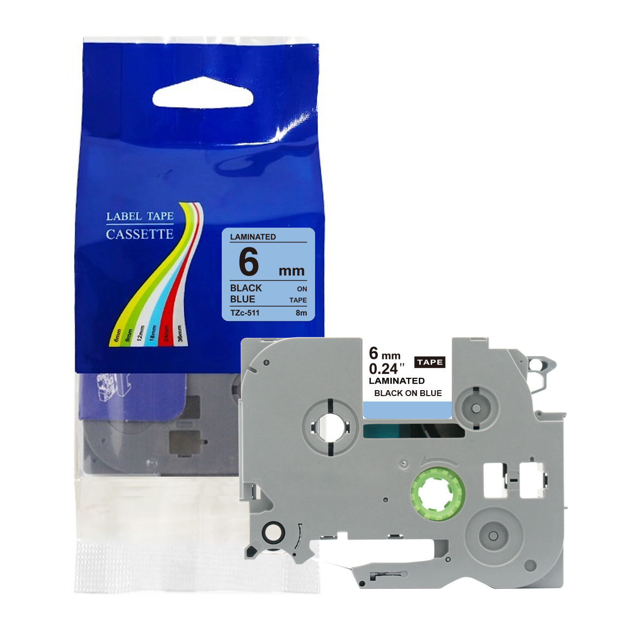 Compatible with Brother Label Tape TZe TZ Tape 6mm 1/4" Label Maker Tape TZe-111 TZe 211 411 511 611 711 Laminated Labels for Brother PT-D210 PT-H110 PTD400 PT1280 PTP300BT P700, 6 Pack/1pcs bulk packing