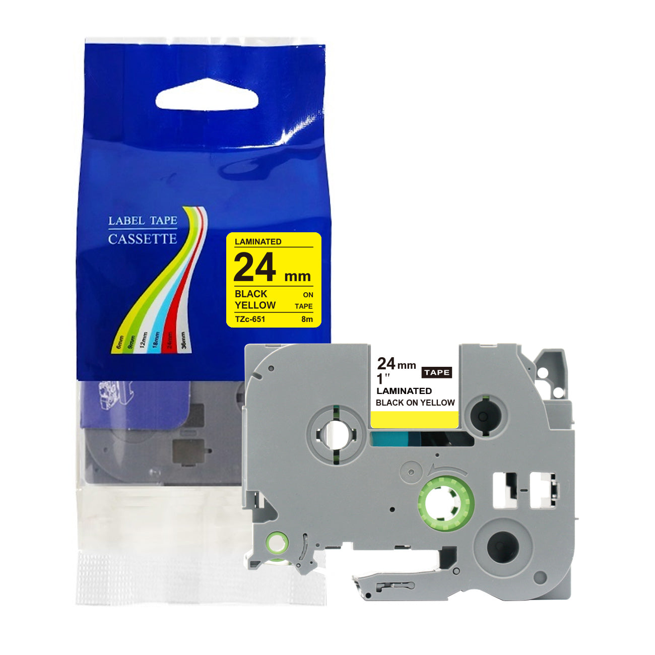 Compatible with Brother Label Tape TZe TZ Tape 6mm 1/4" Label Maker Tape TZe-111 TZe 211 411 511 611 711 Laminated Labels for Brother PT-D210 PT-H110 PTD400 PT1280 PTP300BT P700, 6 Pack/1pcs bulk packing