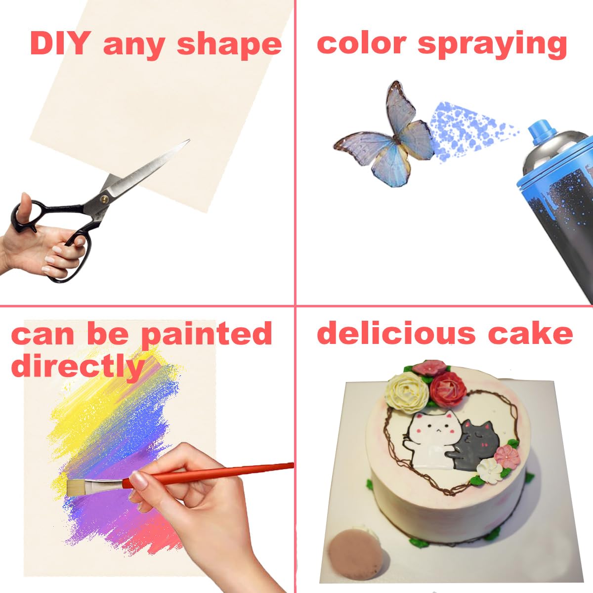 A4 Size 0.6mm 50 Sheet Edible Rectangle Rice and Wafer Paper,9x12.6 inches for candy packaging or food decoration