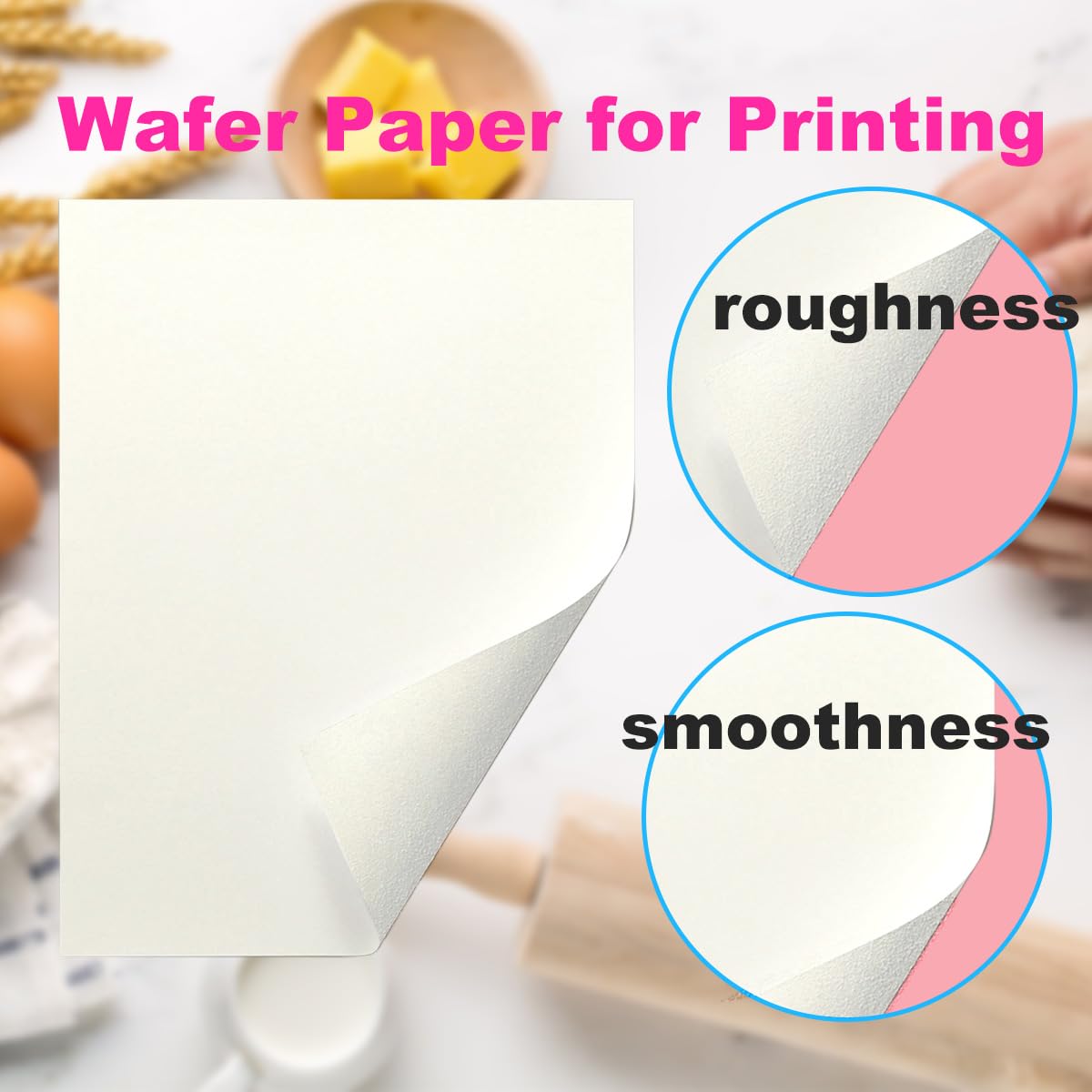 A4 Size 0.6mm 50 Sheet Edible Rectangle Rice and Wafer Paper,9x12.6 inches for candy packaging or food decoration