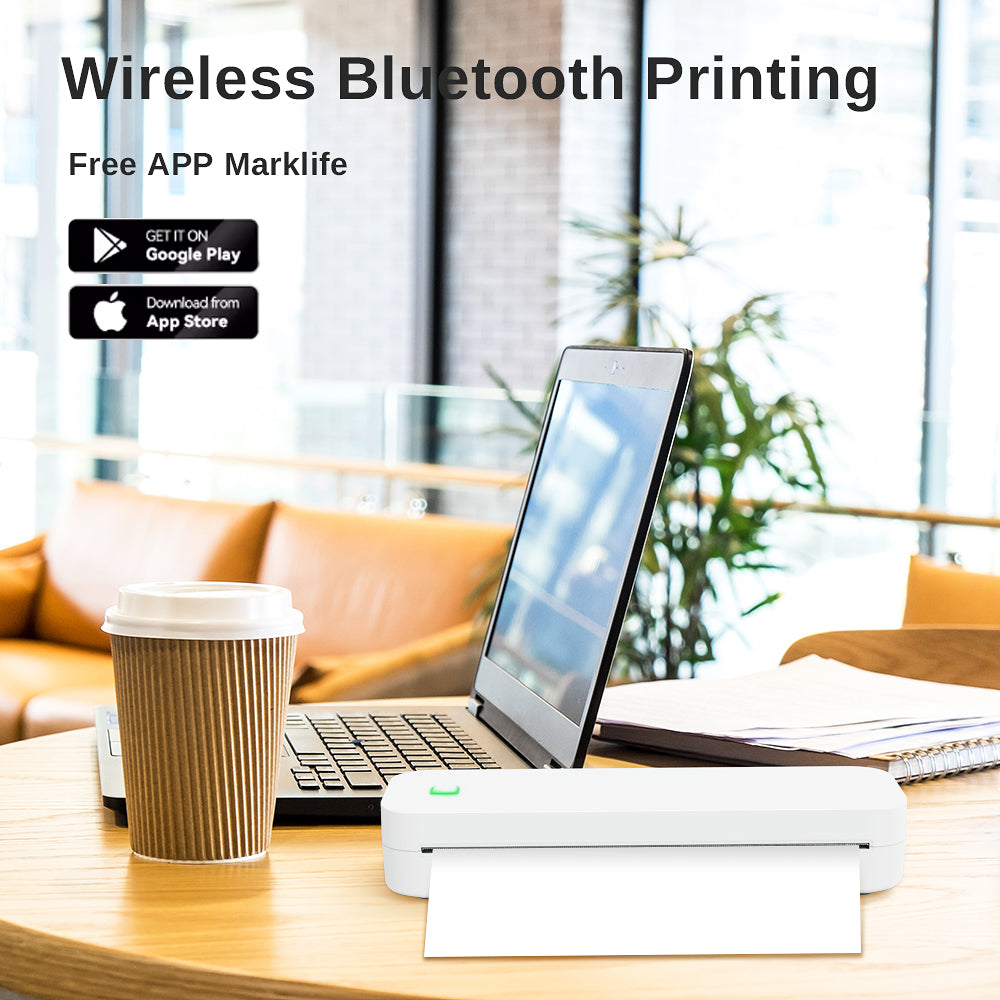 D210 Portable Wireless Thermal Printer – Inkless Printer for Travel, Office & Home, Compatible with iPhone/Android/Mac/Windows, Supports A4